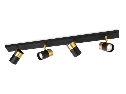 Firstlight Products Roma 4 Light Black and Brass Adjustable Bar Ceiling Spotlight 