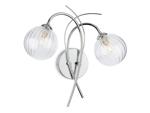 Firstlight Products Ebla 2 Light Polished Chrome with Ribbed Glass Wall Light 