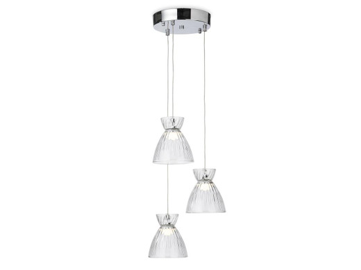 Firstlight Products Royale 3 Light Chrome with Clear Glass LED Cluster Pendant Light 