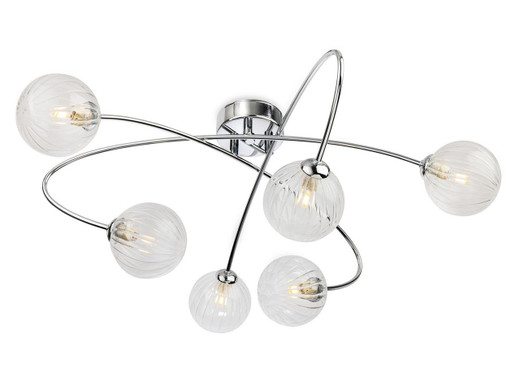 Firstlight Products Atom 6 Light Polished Chrome with Ribbed Glass Semi-Flush Ceiling Light 