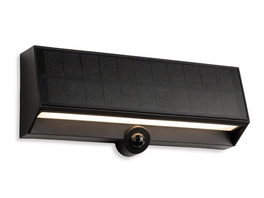 Firstlight Products Augusta Solar Black Rectangle with PIR IP65 LED Wall Light 