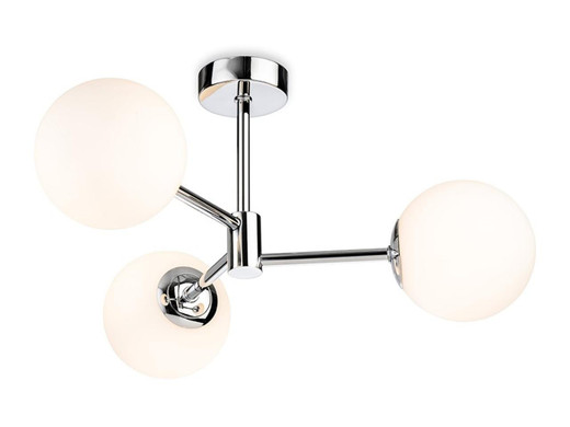 Firstlight Products Splash 3 Light Chrome with Opal White Glass Spere IP44 Bathroom Ceiling Light 