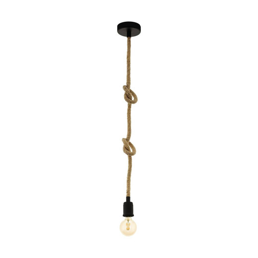 Eglo Lighting Rampside Black Steel with Rope Suspension Pendant Light