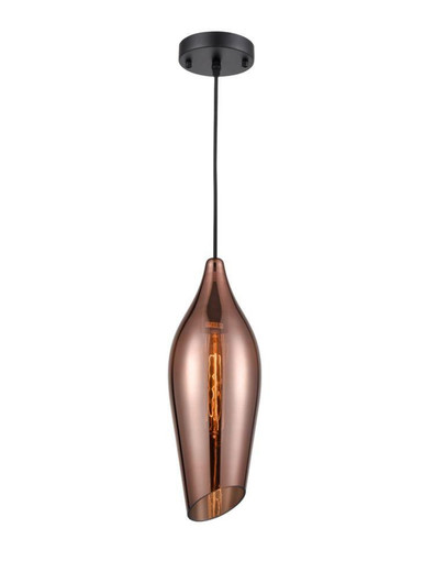 Franklite Taper Black with Copper Glass 14.5cm Pendant Light 
