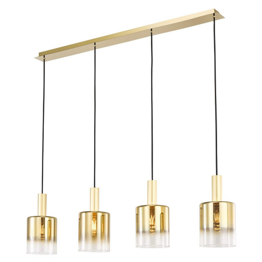 Dar Lighting Savannah 4 Light Satin Gold and Gold Ombre Diffusers Bar Pendant Light 