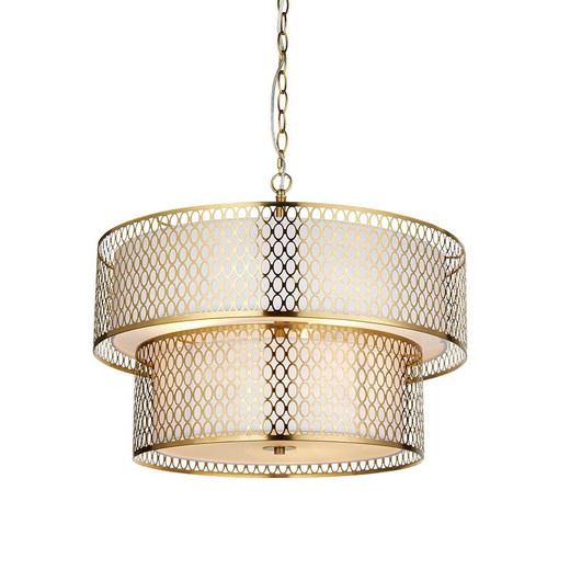 Endon Lighting Cordero 6 Light Gold and White Inner Tiered Shaded Pendant Light 