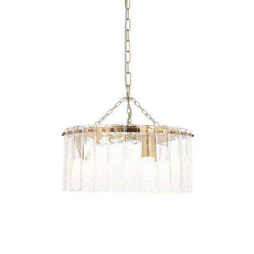 Endon Lighting Karine 3 Light Brushed Aged Brass with Clear Panels Shade Pendant Light 