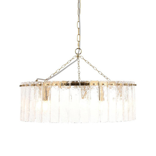 Endon Lighting Karine 5 Light Brushed Aged Brass with Clear Panels Shade Pendant Light 