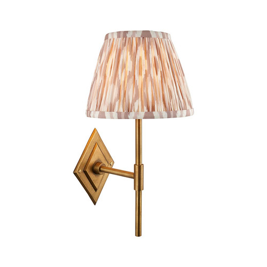 Diamond Tall Brass Patina with Neutral Ikat Shade 20cm Wall Light