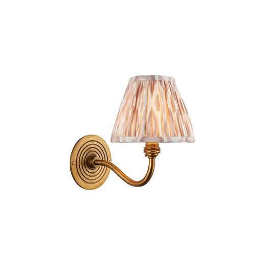 Ripple Curve Brass Patina with Neutral Ikat Shade 16cm Wall Light