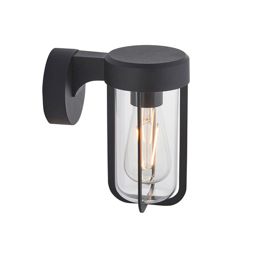 Lucca Matt Black with Clear Glass Shade IP44 Wall Light