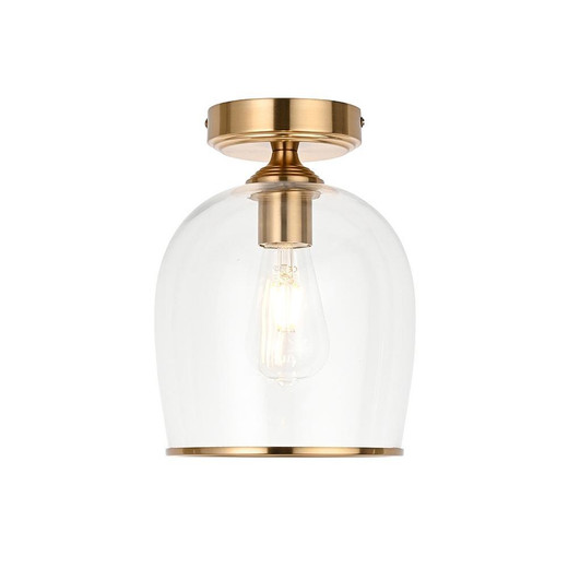 Endon Lighting Ashcroft Brushed Aged Brass with Clear Shade Flush Ceiling Light 
