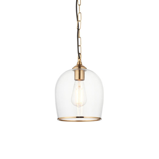 Endon Lighting Ashcroft Brushed Aged Brass with Clear Shade Pendant Light 