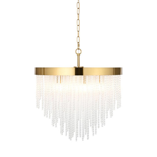 Anistoria 5 Light Brushed Aged Brass with Clear Glass Rods Pendant Light