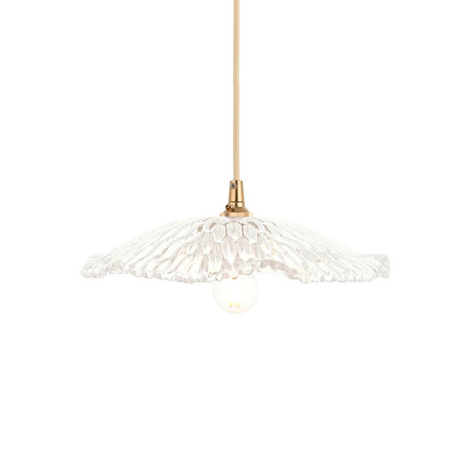 Eltham Brushed Aged Brass with Natural Cable and Orchid Clear Glass Shade Pendant Light