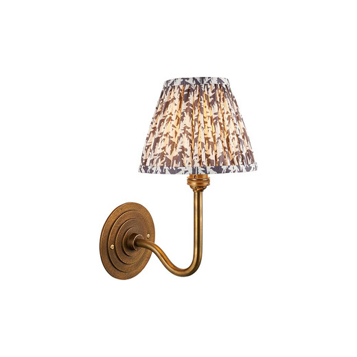 Halo Swan Brass Patina with Pearl Grey Leaf Shade 16cm Wall Light