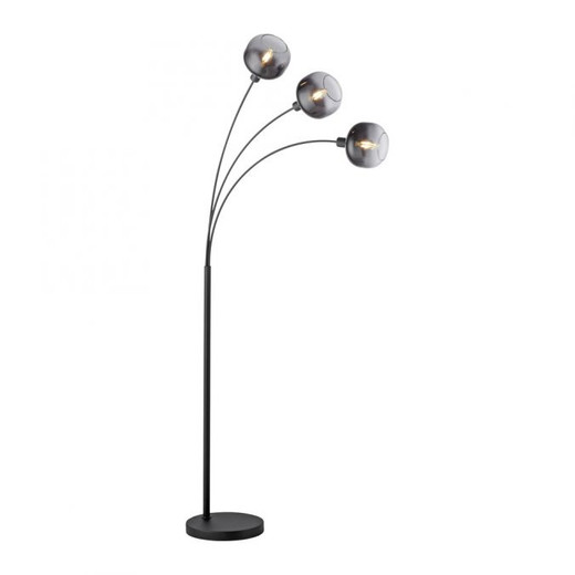 Zea 3 Light Black with Smoke Glass Floor Lamp