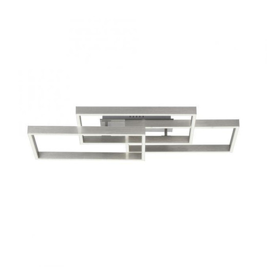 Paul Neuhaus Paan 3 Light Stainless Steel Square LED Flush Ceiling Light 