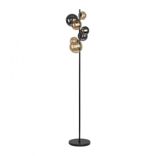 Popsicle 7 Light Black with Glass Spheres Floor Lamp