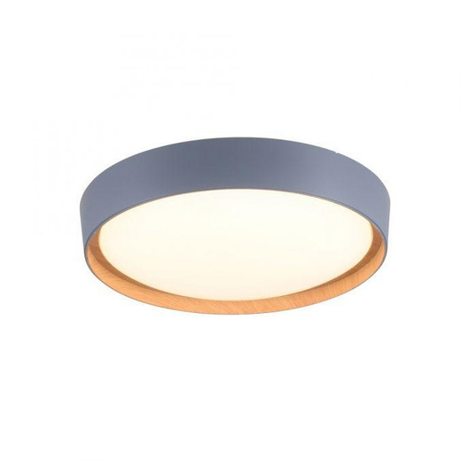 Leuchten Direkt Emilia Grey and Wood with White LED Flush Ceiling Light 