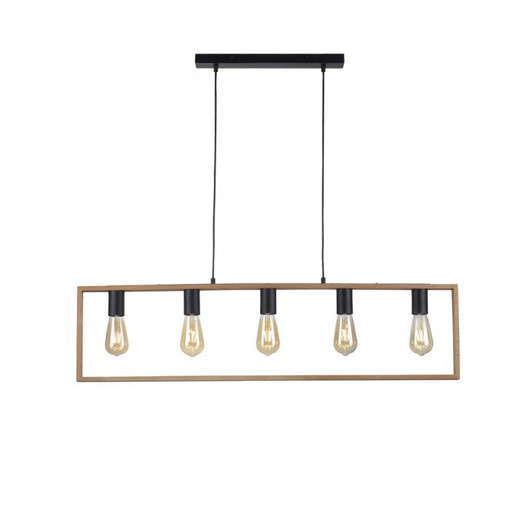 Franky 5 Light Black and Brown Bar Pendant Light