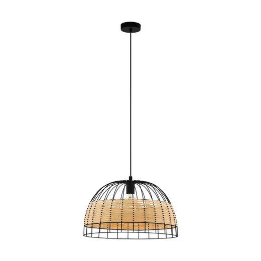 Eglo Lighting Anwick Black Steel Rattan Shade 500 Pendant Light