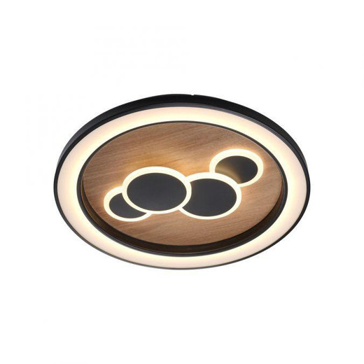 Paul Neuhaus Eliza Natural Wood Round LED Flush Ceiling Light 