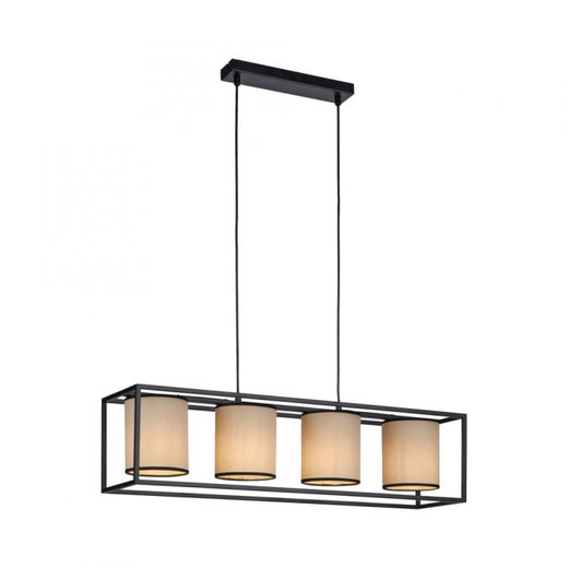 Raven 4 Light Black with Cream Shades Bar Pendant Light