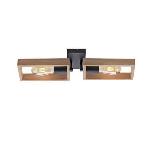 Franky 2 Light Black and Brown Wall or Ceiling Light