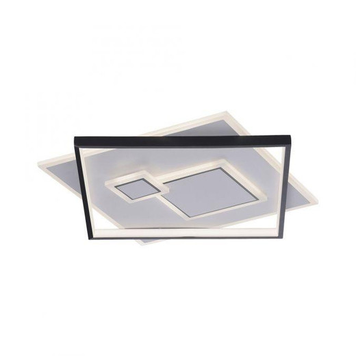 Paul Neuhaus Mailak White and Black Square LED Flush Ceiling Light 