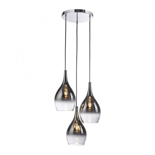 Pilua 3 Light Chrome with Smoke Glass Cluster Pendant Light