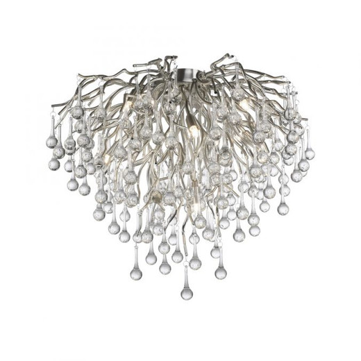 Icicle 9 Light Stainless Steel and Crystal Semi Flush Light