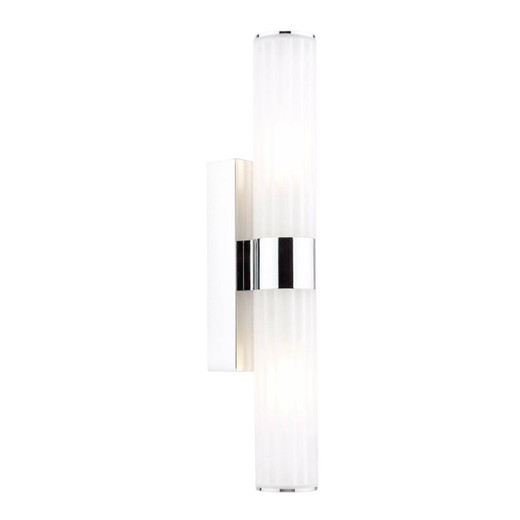 Dar Lighting Lars 2 Light Polished Chrome with White Frosted Acrylic IP44 Bathroom Wall Light 