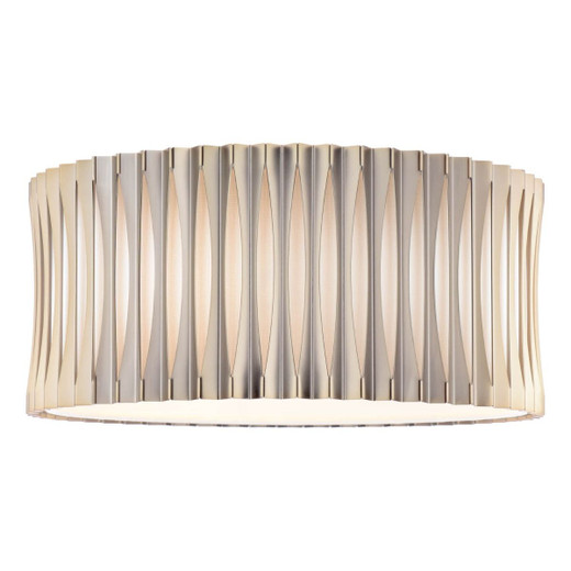 Netra 3 Light Satin Bronze with Ivory Slender Shaded Flush Ceiling Light