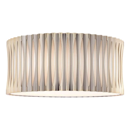 Dar Lighting Netra 3 Light Satin Bronze with Ivory Slender Shaded Flush Ceiling Light 