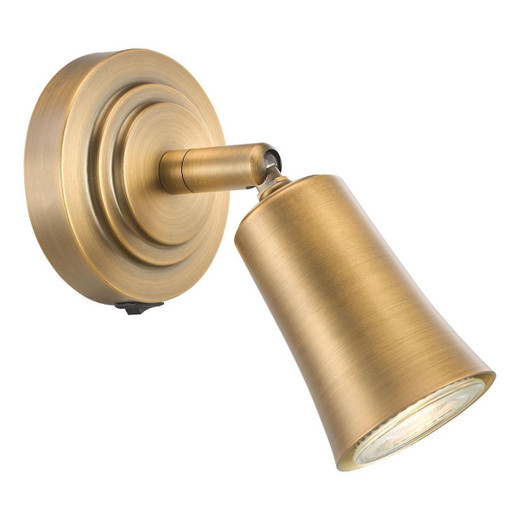 Dar Lighting Jedrek Aged Brass Adjustable Wall Spotlight - Clearance 