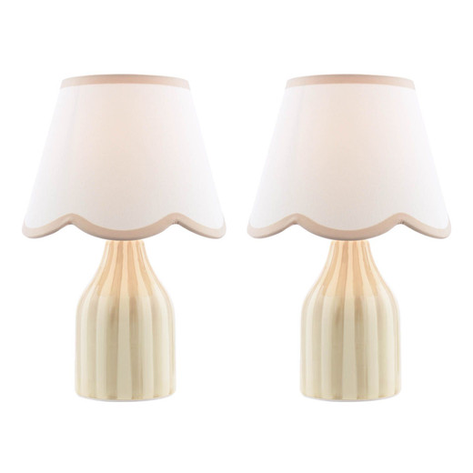 Aimee Twin Pack Taupe Ceramic with Ivory Shade Table Lamp