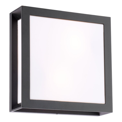Dar Lighting Vayu 2 Light Matt Black with Opal Diffuser Square Outdoor Wall Light 