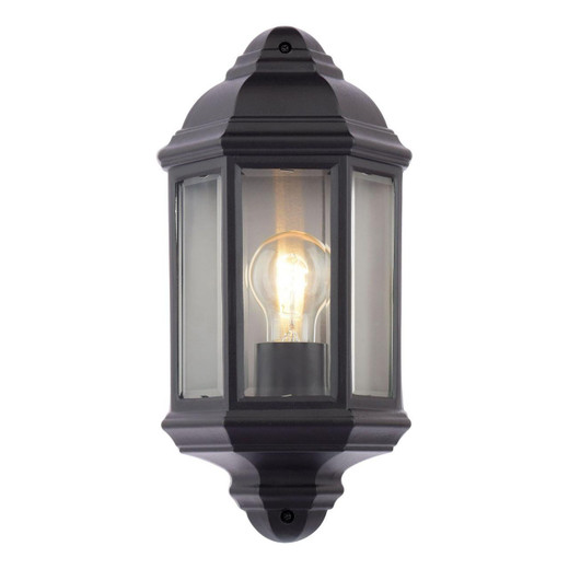 Dar Lighting Nelson Matt Black with Clear Glass Outdoor Wall Light 