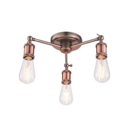 Endon Lighting Hal 3 Light Aged Pewter and Copper Semi-Flush Ceiling Light - Clearance 