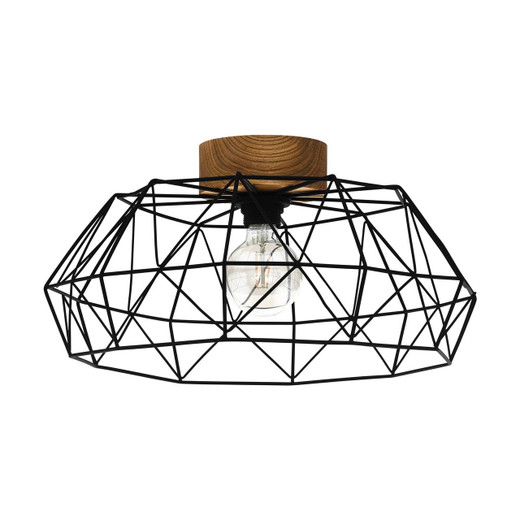 Eglo Lighting Padstow Black Steel with Wood Detail Ceiling Light