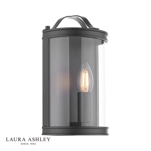 Laura Ashley Lighting Harrington Matt Black with Glass Wall Light - Clearance 
