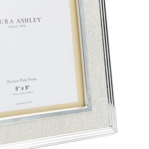 Laura Ashley Lighting Laura Ashley Harrison Photo Frame Polished Silver Linen 5x5" - Clearance 