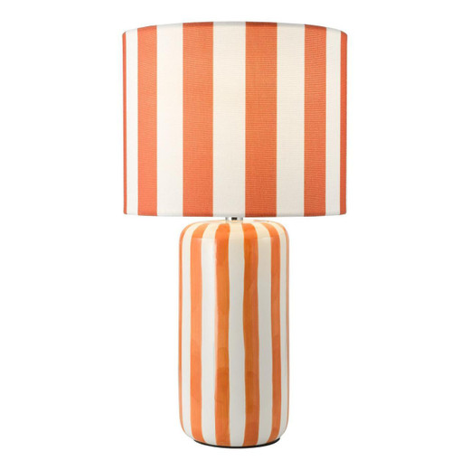 Dar Lighting Cicada Polished Chrome and Orange White Stripes Base and Shade Table Lamp - Clearance 