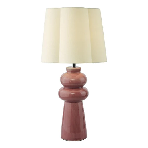 Dar Lighting Jordana Pink and Polished Chrome with Ivory Shade Table Lamp - Clearance 
