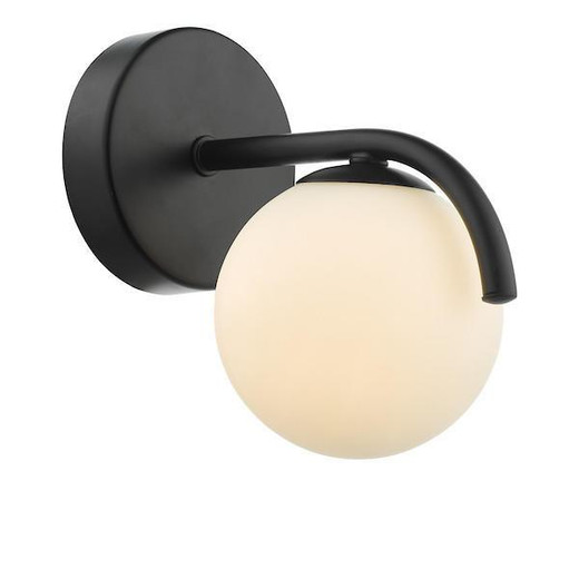 Dar Lighting Orlena Matt Black with Opal Glass Diffuser Wall Light - Clearance 