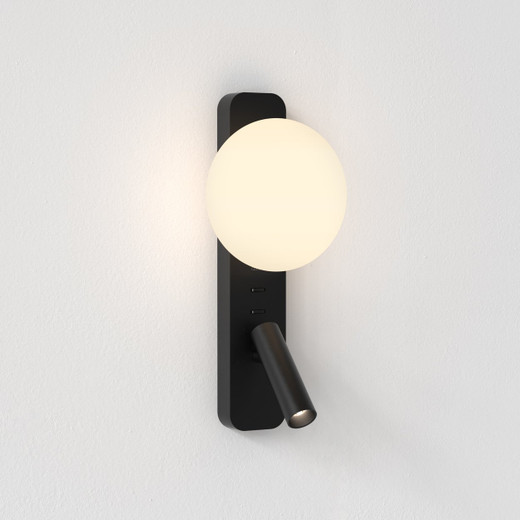 Zeppo 2 Light Matt Black with Adjustable Reading LED Wall Light 