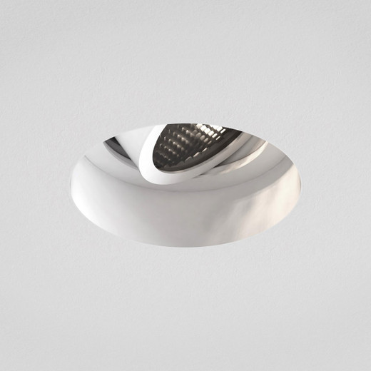 Trimless Slimline Matt White Round Adjustable Fire-Rated Recessed Ceiling Light