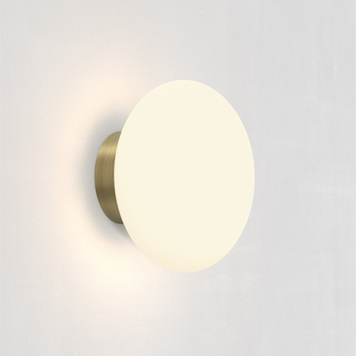 Zeppo Matt Brushed Brass with White Glass IP44 Bathroom Wall Light