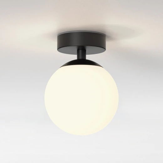 Denver Matt Black with White Diffuser IP44 Bathroom Ceiling Light